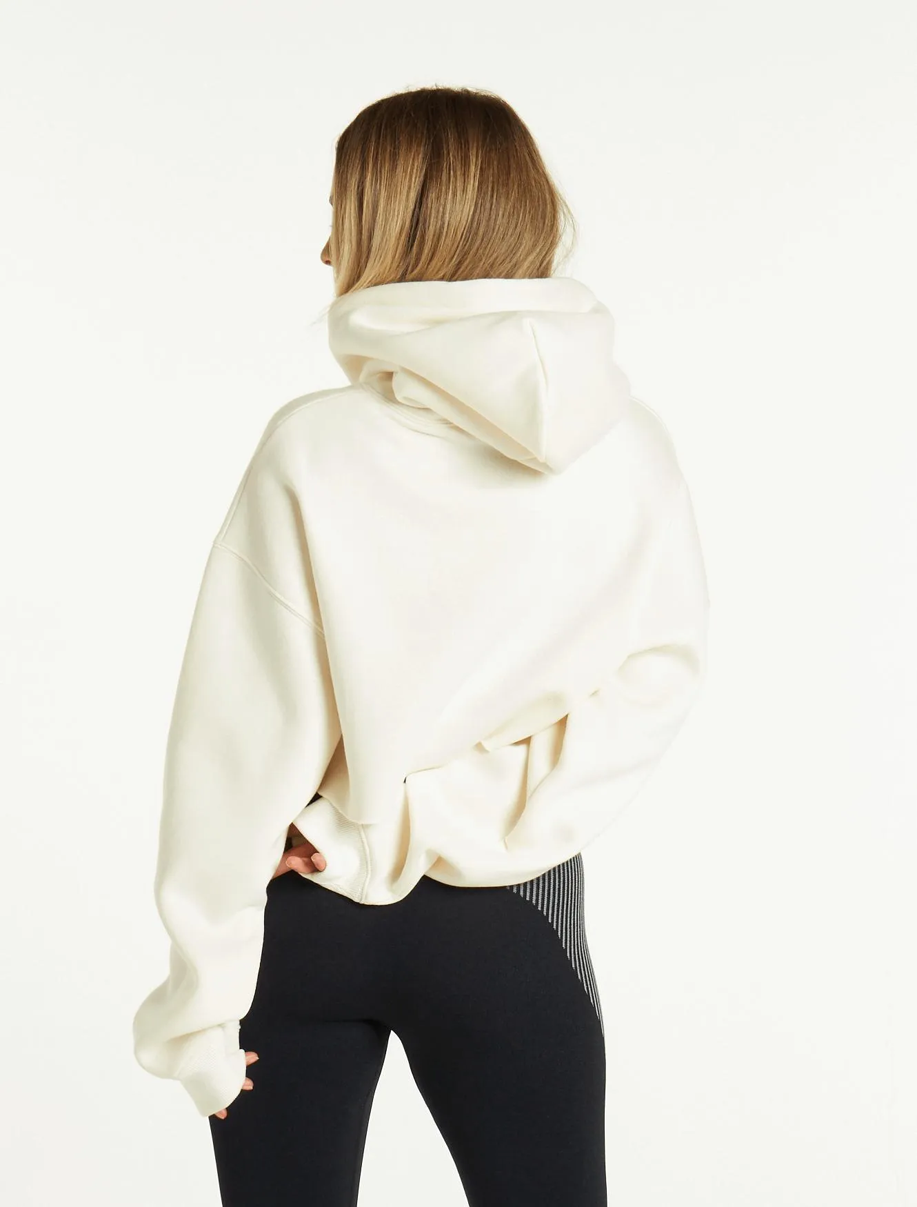 Oversized Crop Hoodie - Nude