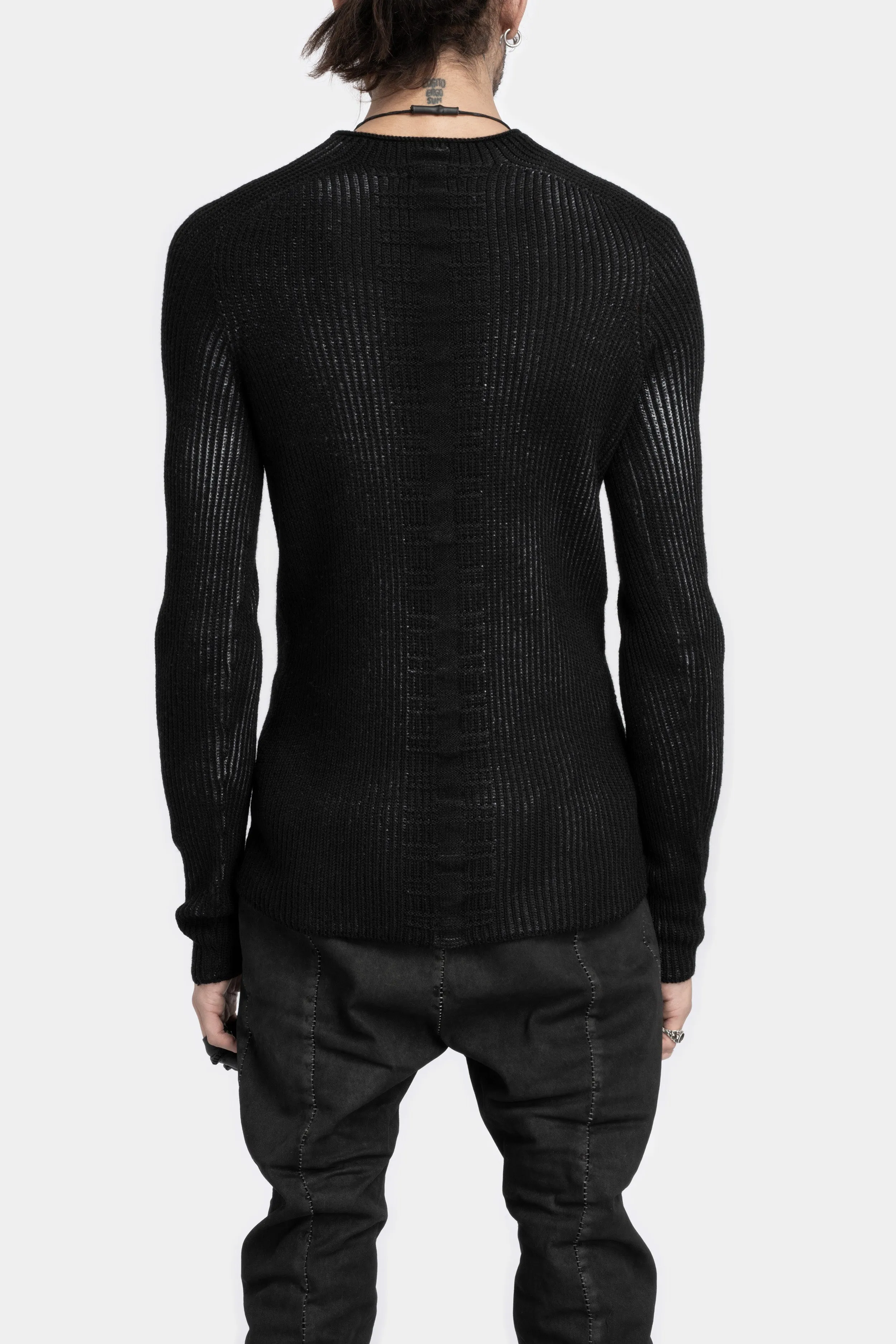 Ribbed wool knit sweater