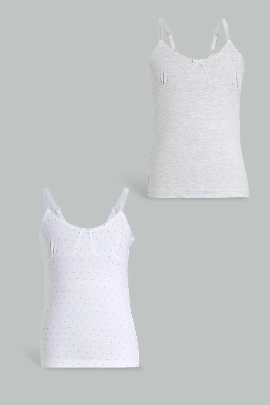 Senior Girls Grey And White Vest Set (Pack Of 2)