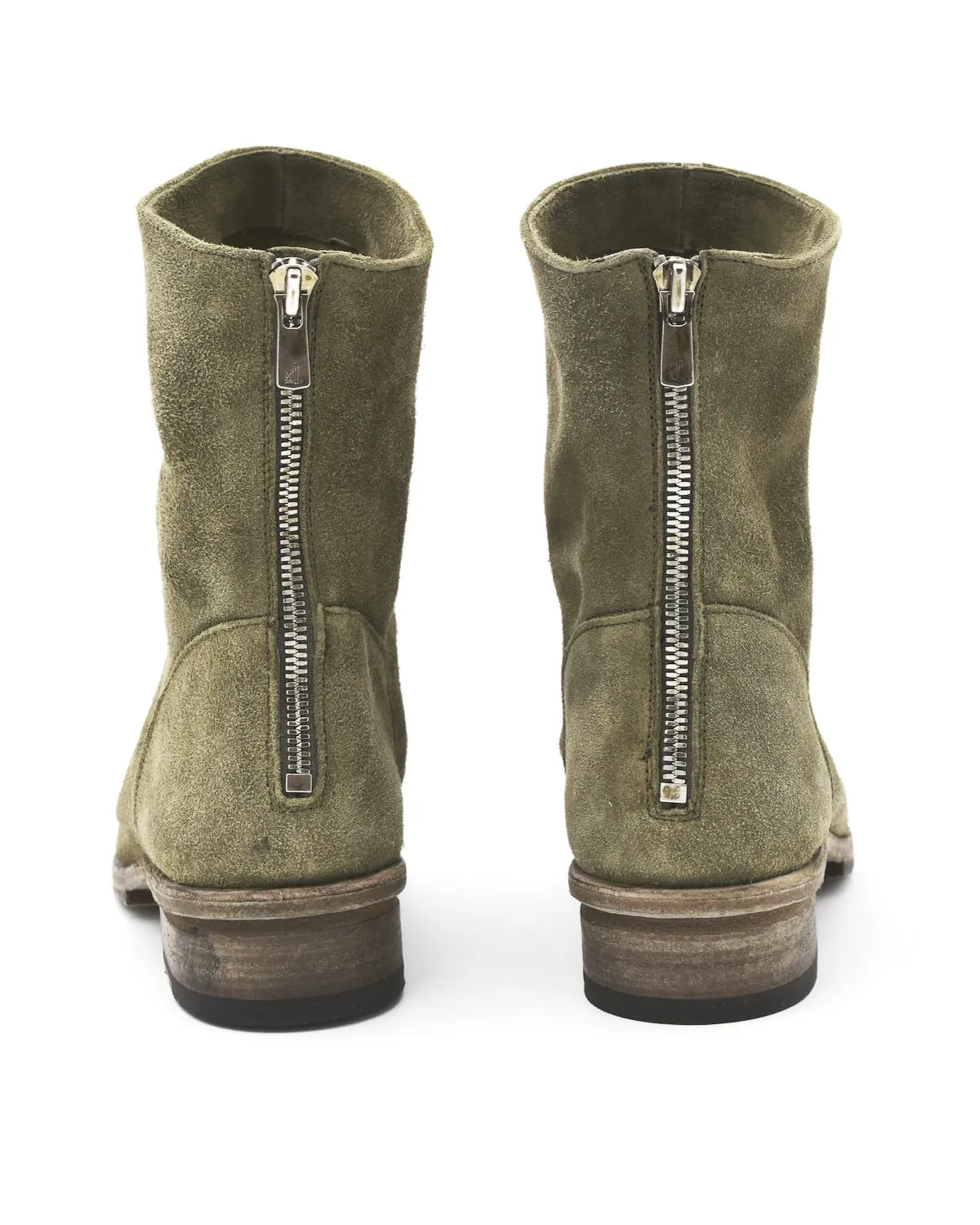 Shoto Sage Green Square Toe Ruched Boot