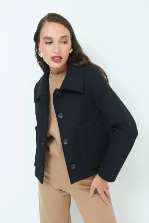 Stylish cropped jacket with classic collar wholesale