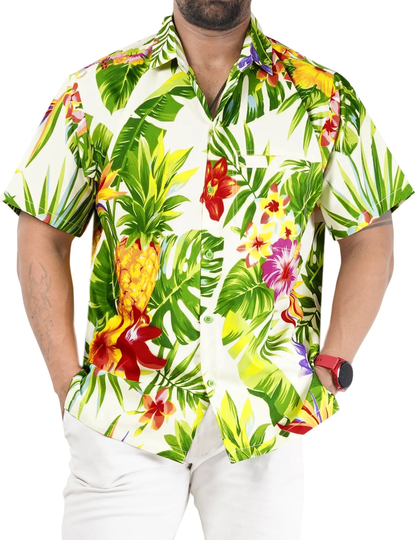 Stylish Hawaiian Men's Shirts with Fruit and flower print