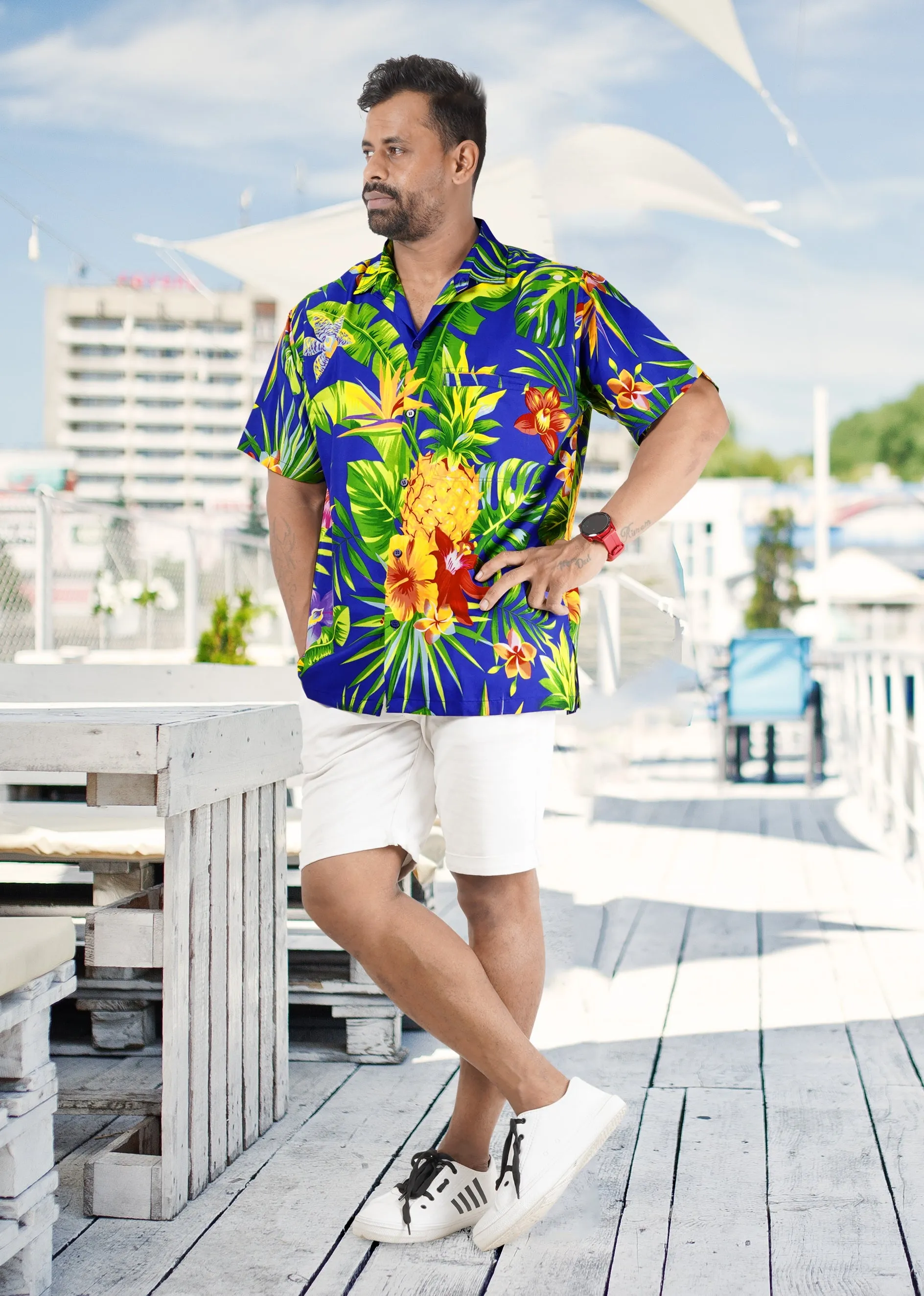 Stylish Hawaiian Men's Shirts with Fruit and flower print