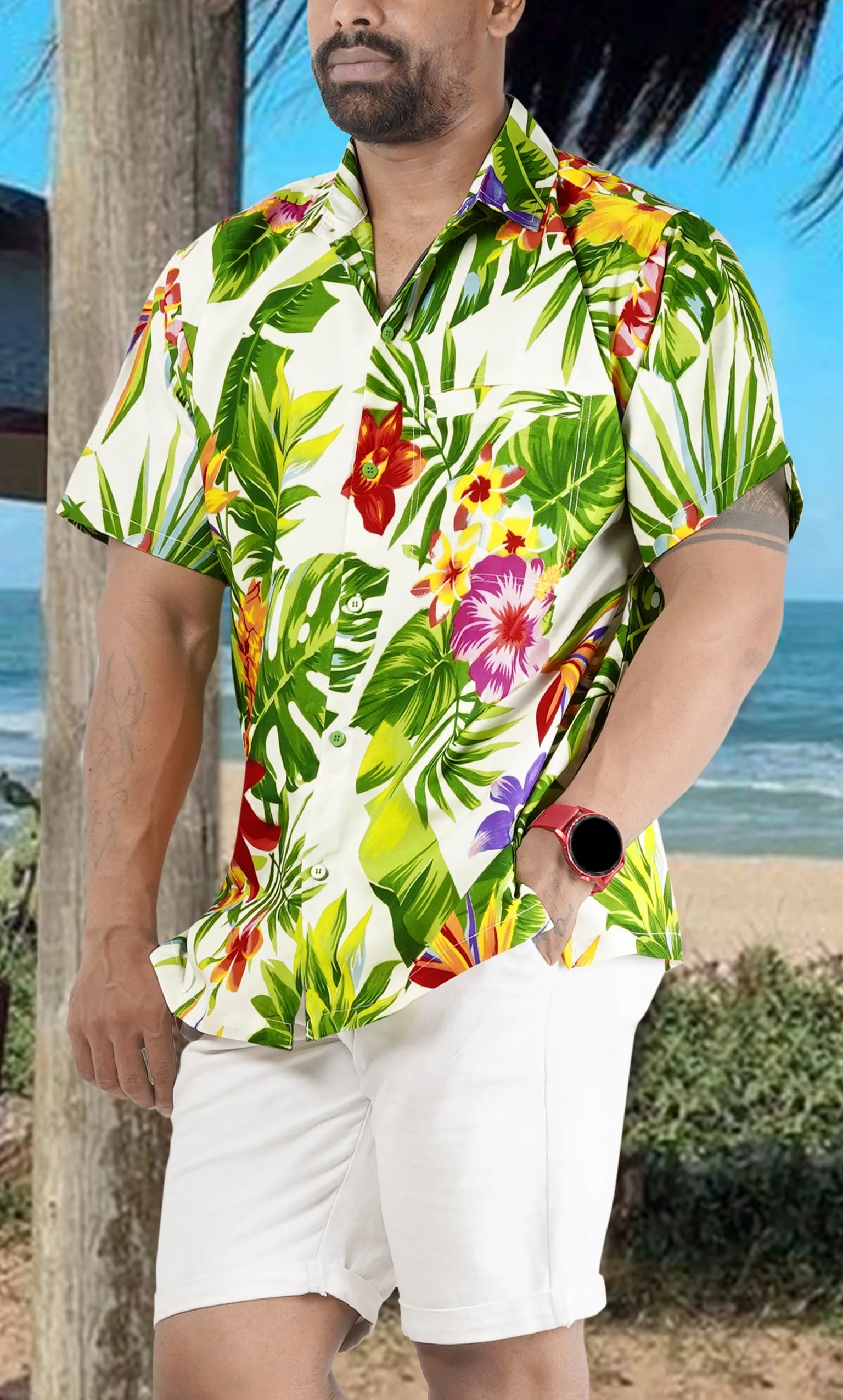 Stylish Hawaiian Men's Shirts with Fruit and flower print