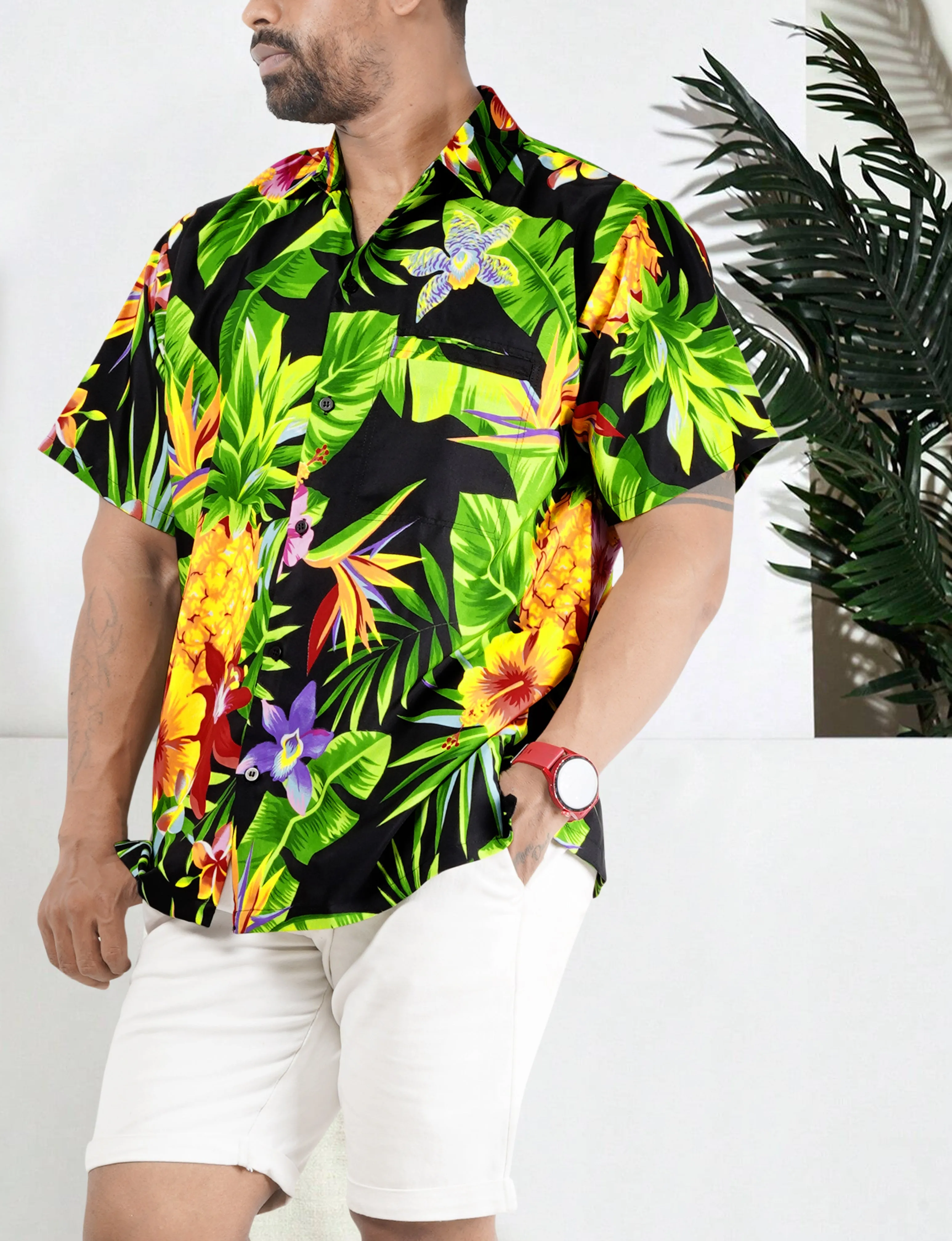 Stylish Hawaiian Men's Shirts with Fruit and flower print