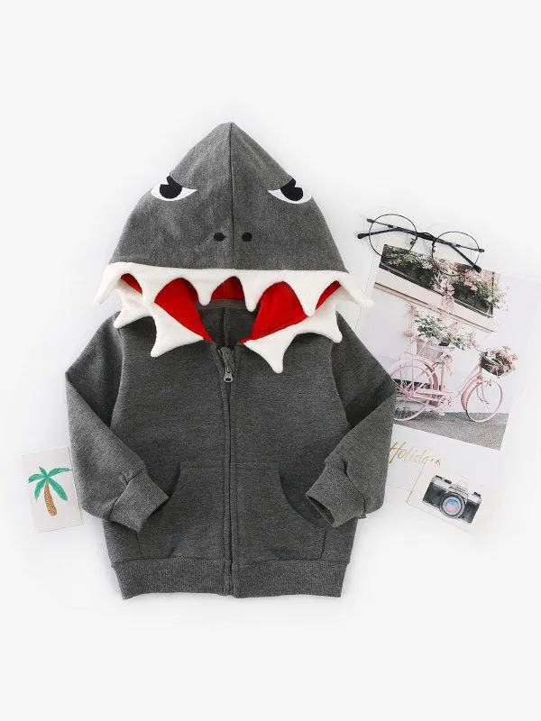 Stylish Shark Hooded Jacket with Pockets