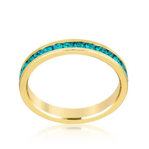 Stylish Stackables Turquoise Crystal Gold Ring