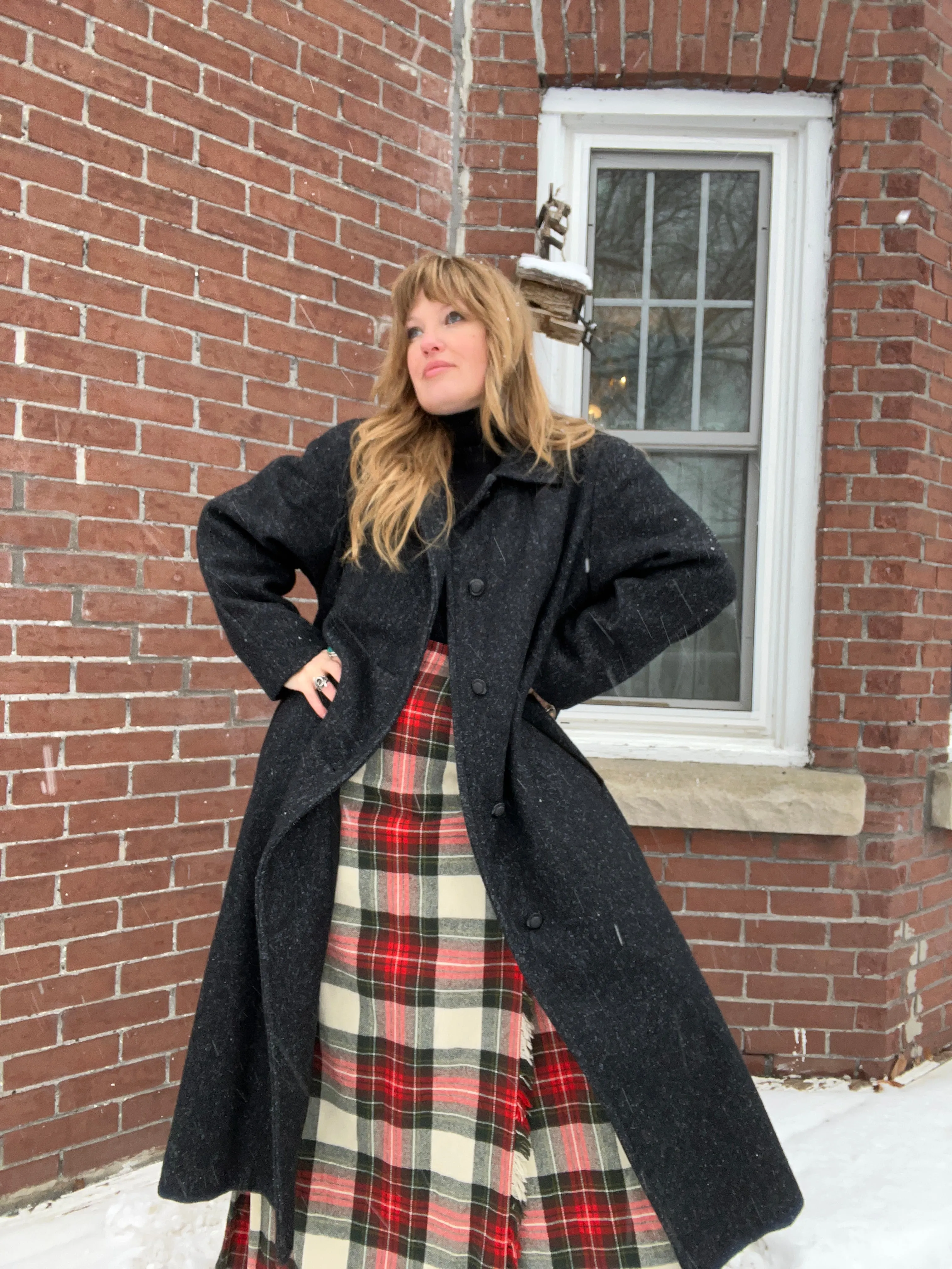 Vintage 60's Salt & Pepper Wool Coat (2XL)