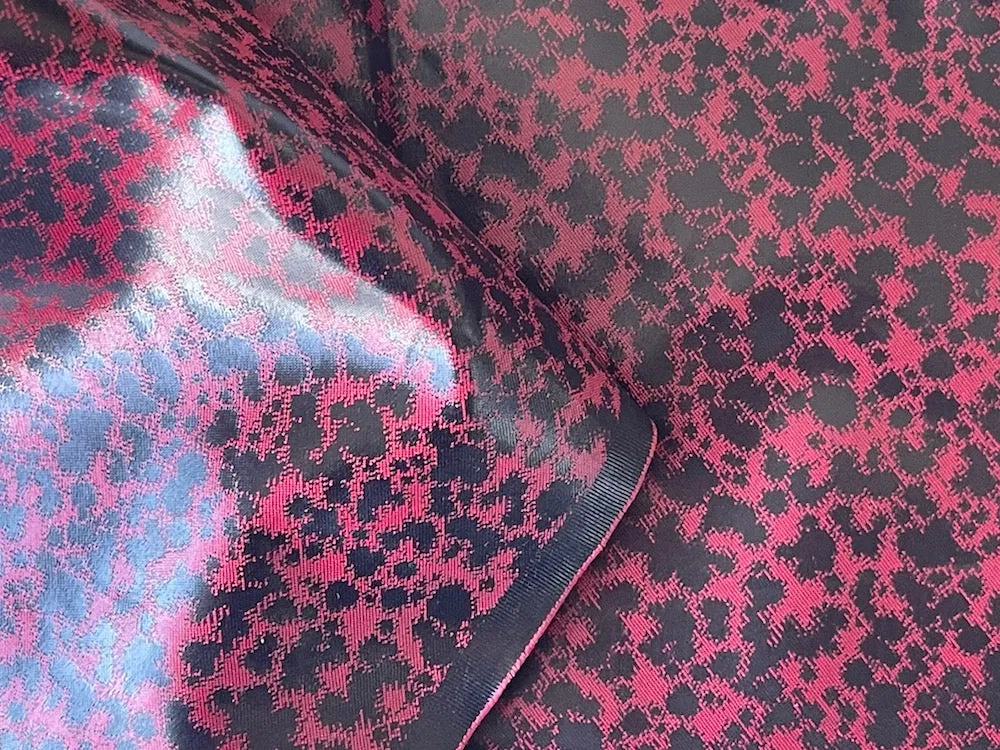 Water-Resistant Red Current Leopard Polyester & Polyurethane (Made in France)