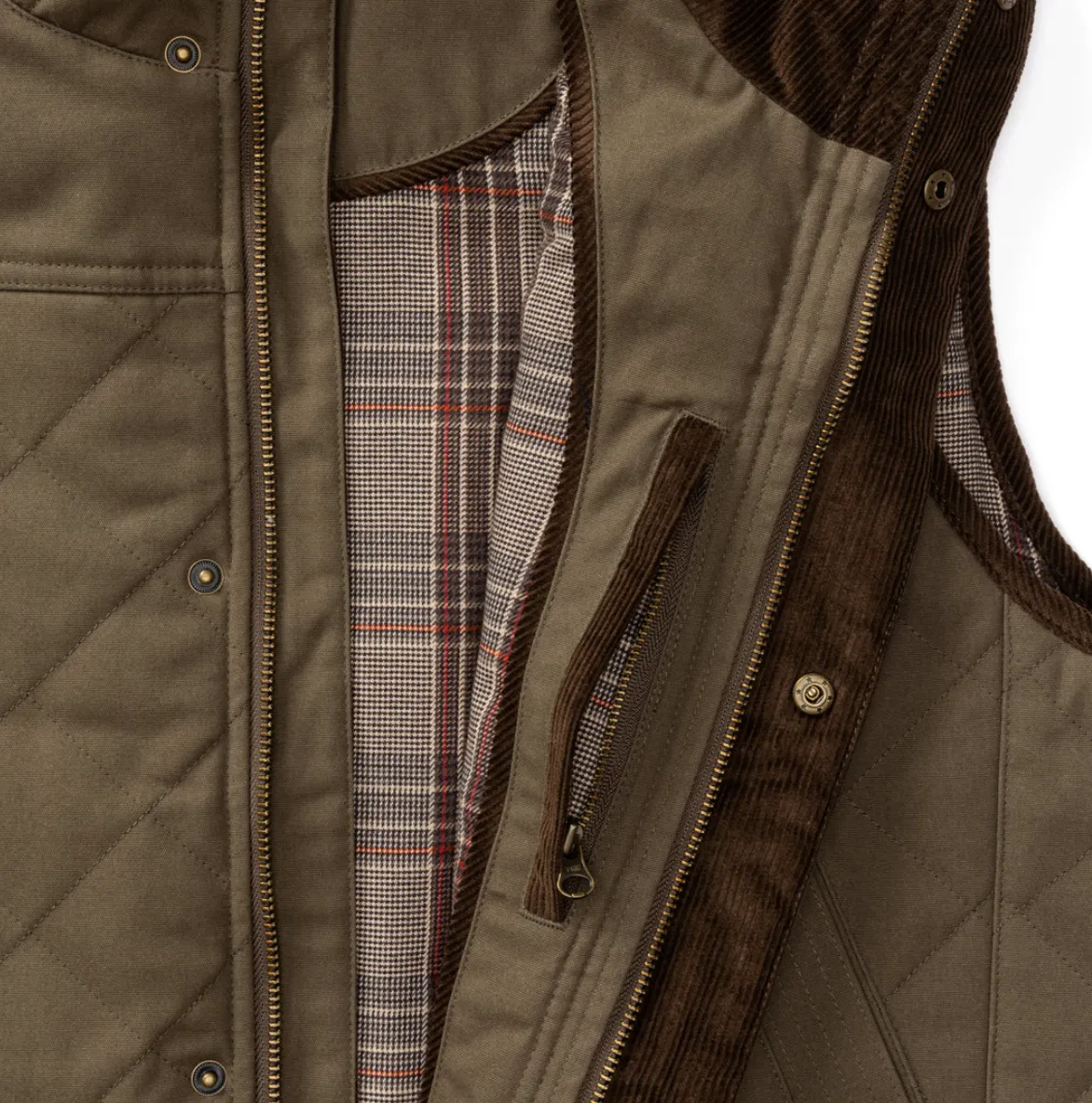 Waxed Duck Canvas Vest Crocodile Brown