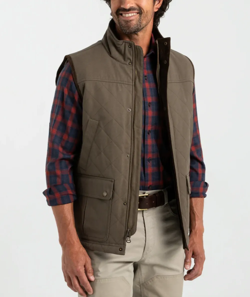 Waxed Duck Canvas Vest Crocodile Brown