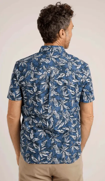 Weird Fish Faraway Organic Short Sleeve Printed Shirt Ensign Blue