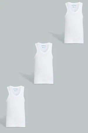 White Basic Vest For Boys (Pack of 3)