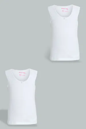 White Basic Vest For Girls (Pack of 2)