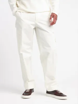 White Weatherproof Cotton Canvas Cargo Pants