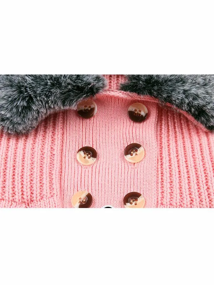 Winter Infant Baby Fur Collar Knitted Coat