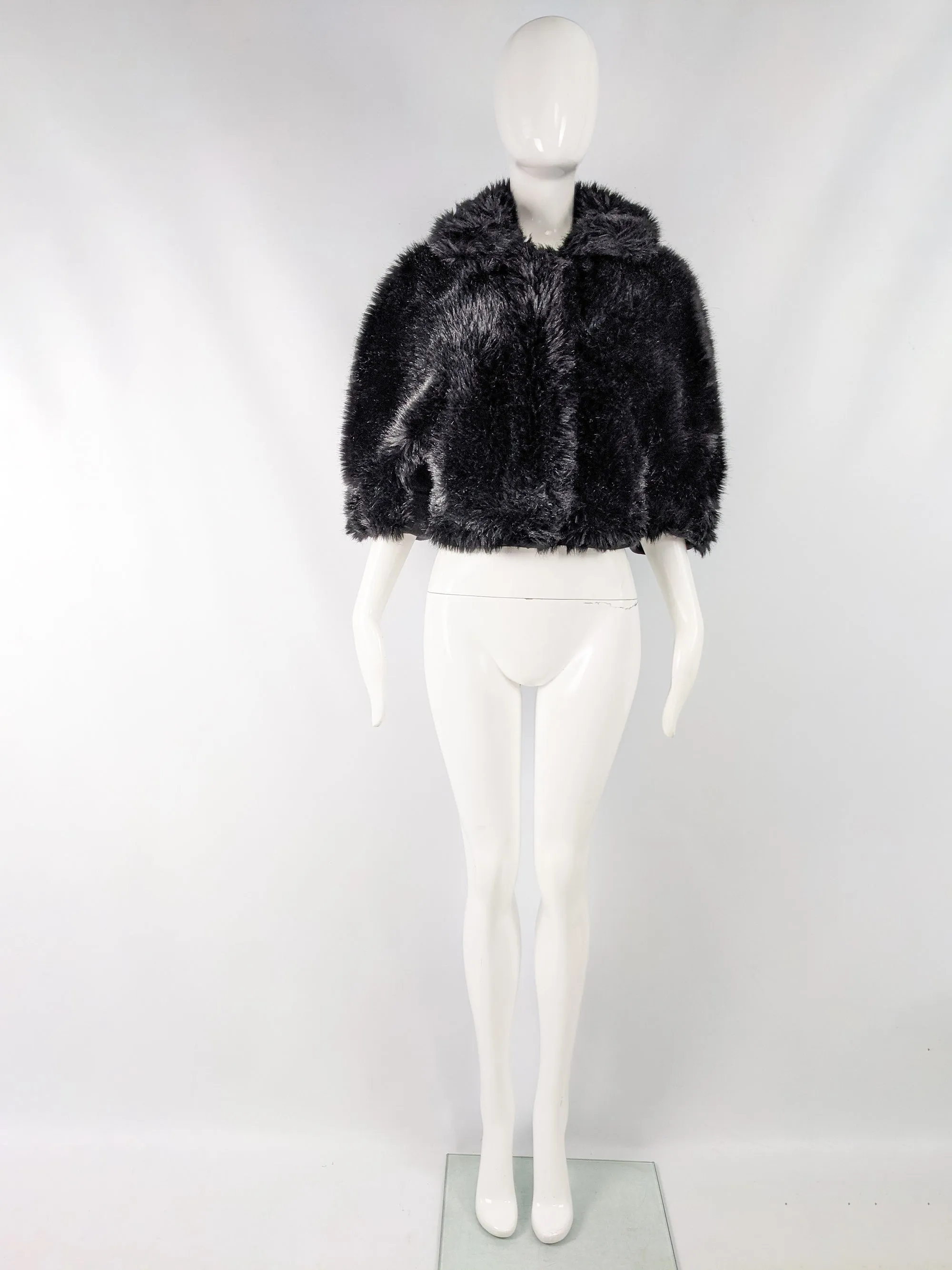 Womens Black Faux Fur, Wool & Cashmere Jacket, A/W 2014