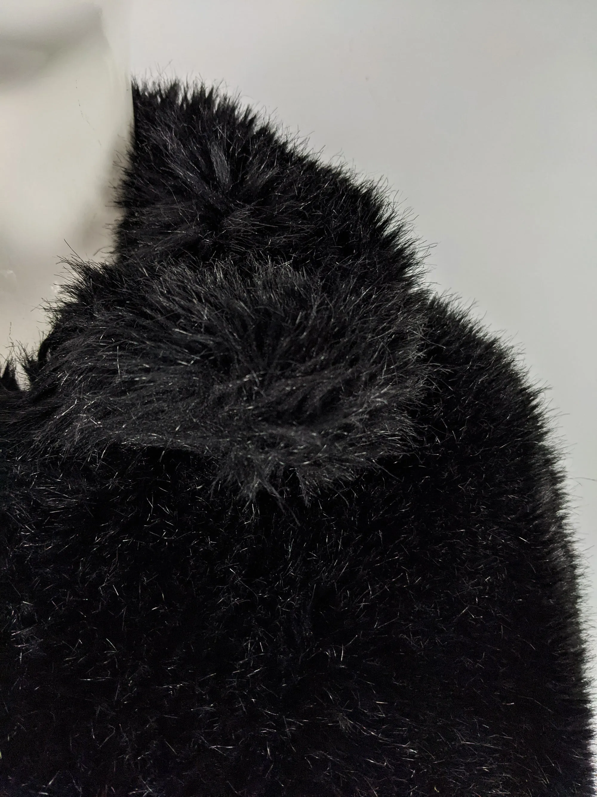 Womens Black Faux Fur, Wool & Cashmere Jacket, A/W 2014