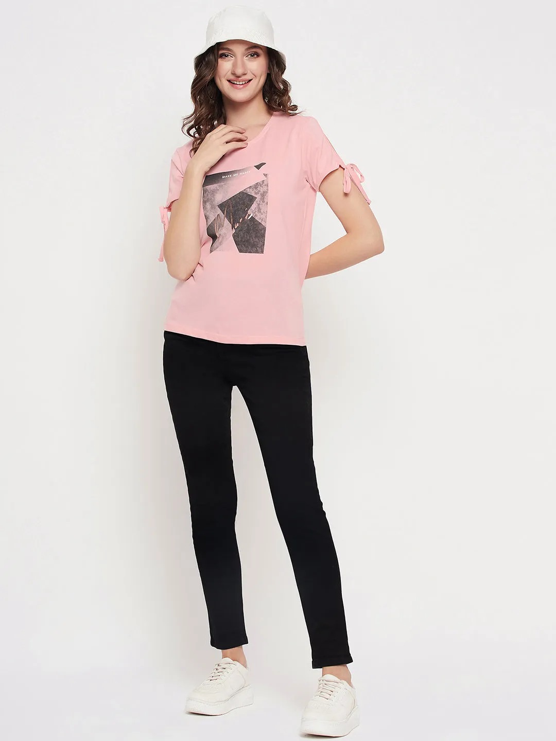 Women's Casual Regular Short Sleeve Pink Round neck Graphic Print T-Shirt