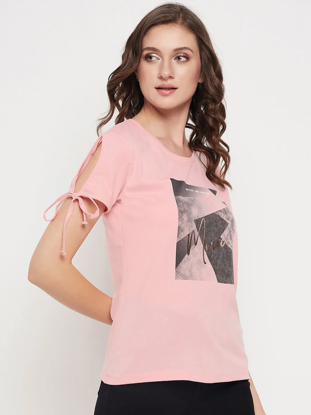 Women's Casual Regular Short Sleeve Pink Round neck Graphic Print T-Shirt