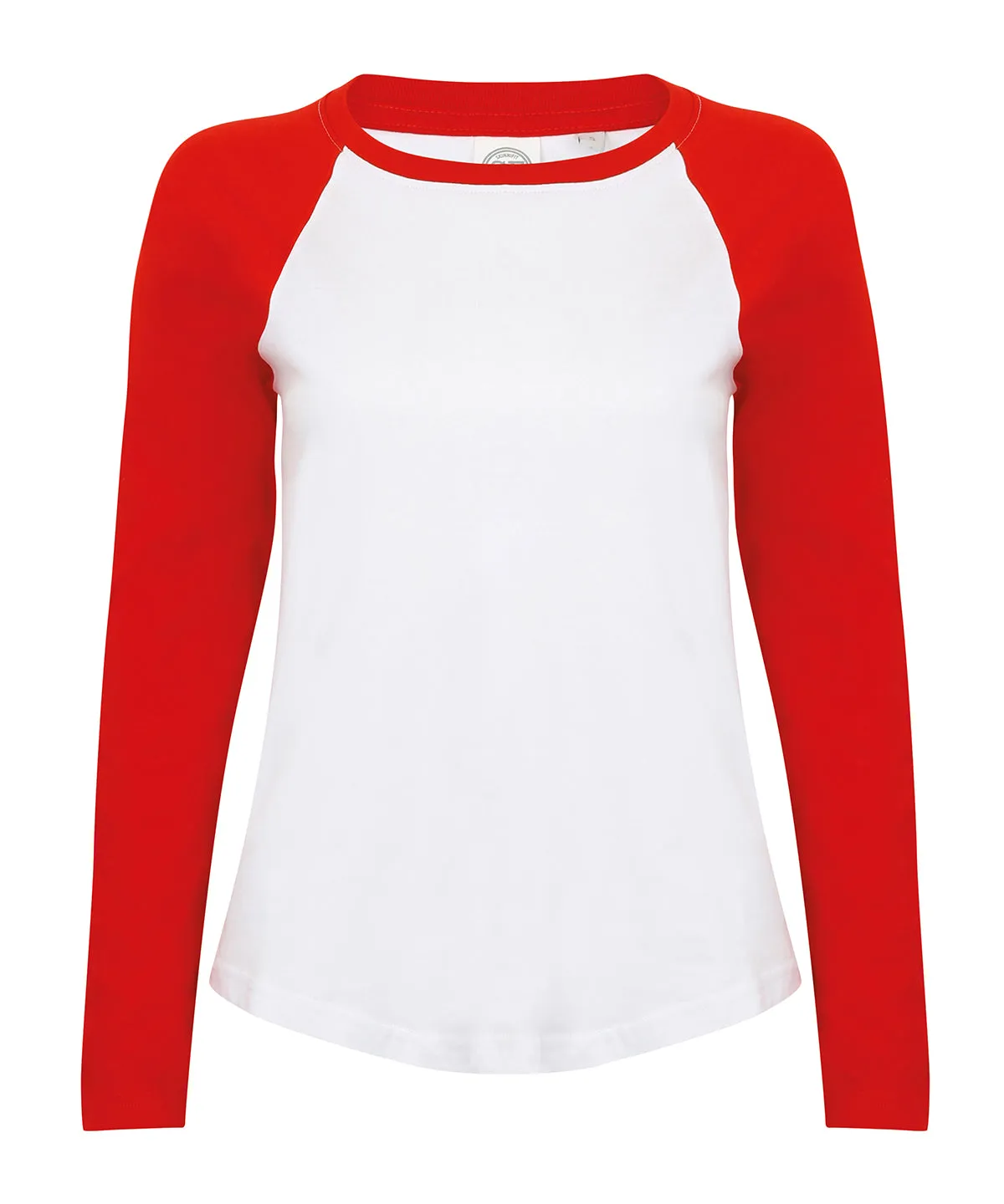 Womens long sleeve baseball t-shirt | White/Red