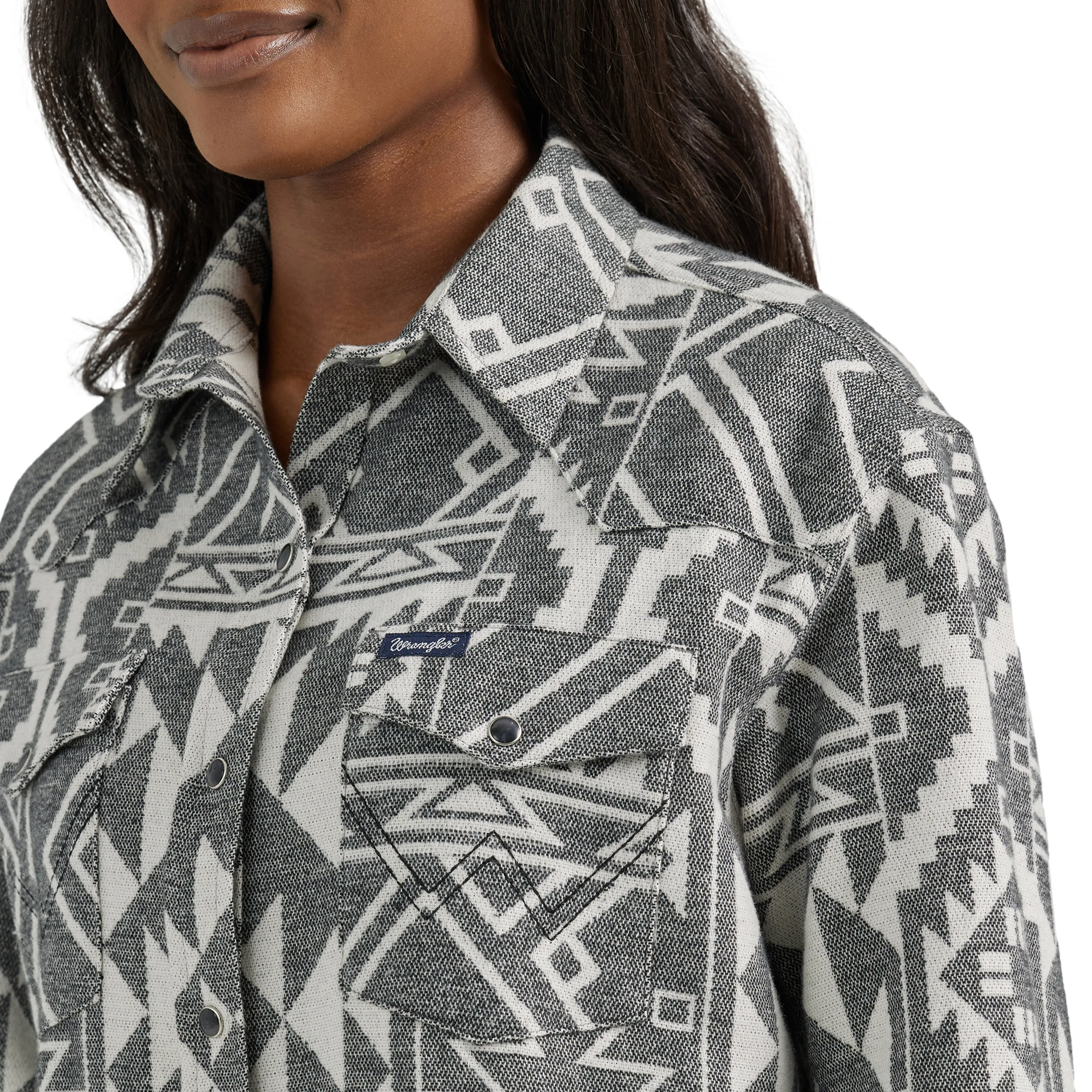 Wrangler Women's Black Jacquard Aztec Shacket