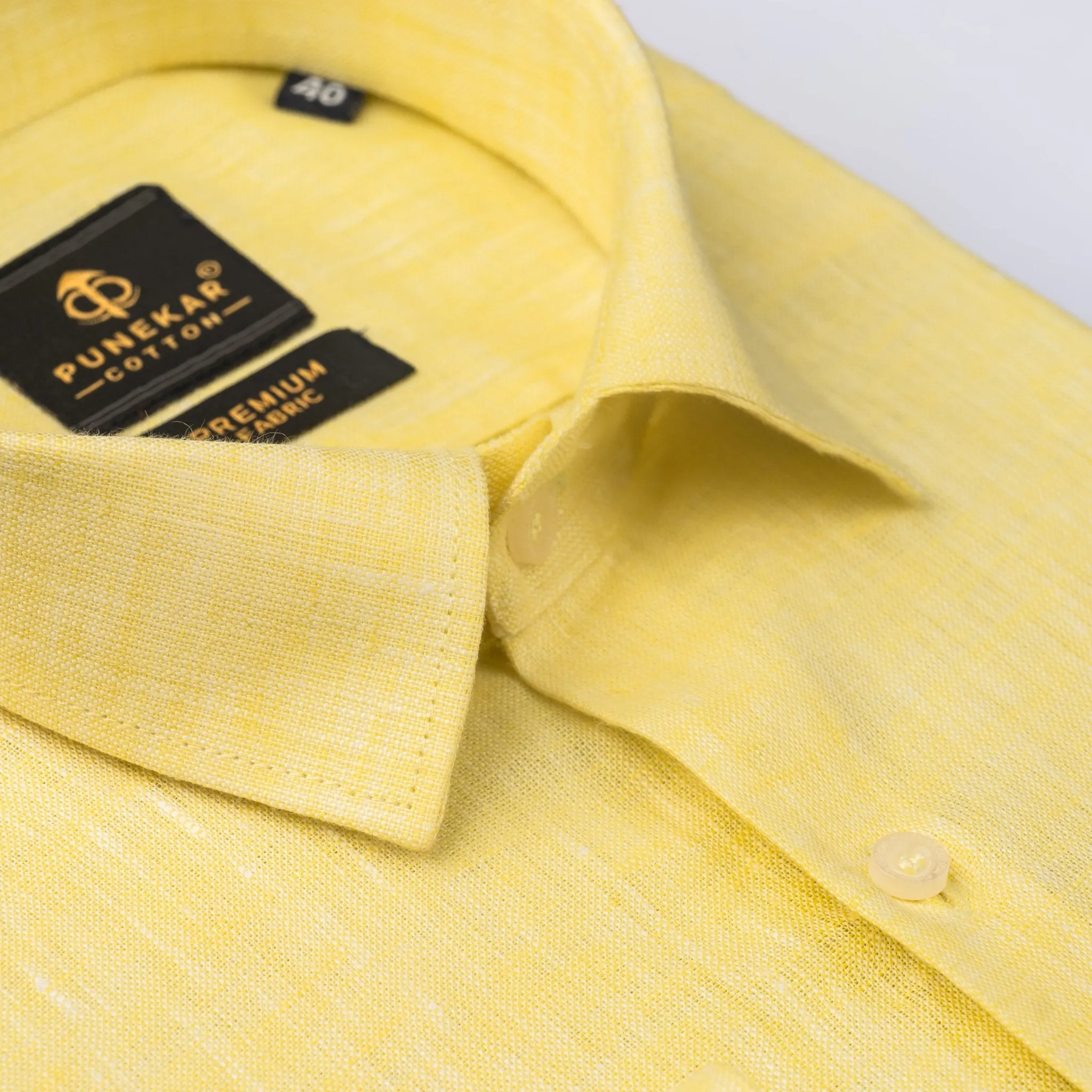 Yellow Color Prime Linen Shirt For Men