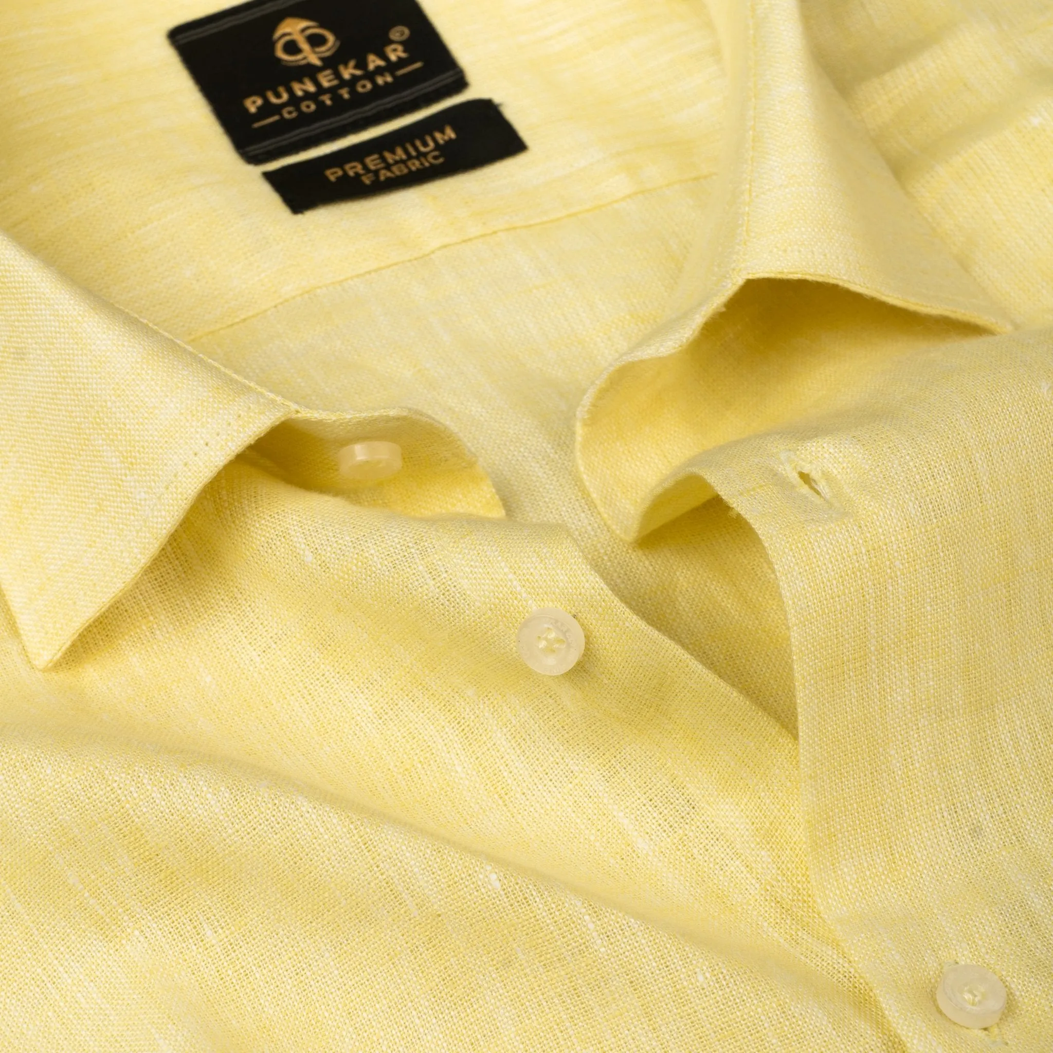 Yellow Color Prime Linen Shirt For Men